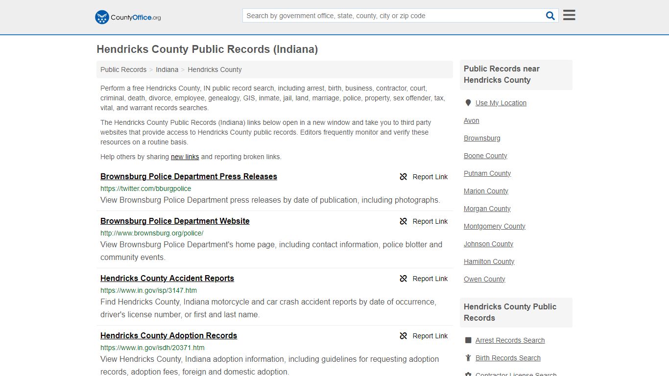 Public Records - Hendricks County, IN (Business, Criminal, GIS ...